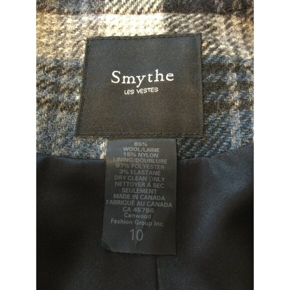 Smythe Les Vestes Wool Blazer Jacket Plaid Tartan Short Sleeve Blue Size 10 - Picture 4 of 6